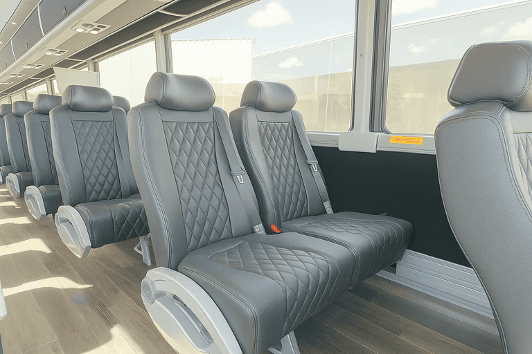 interior of Pasadena Shuttle Bus Rentals charter bus